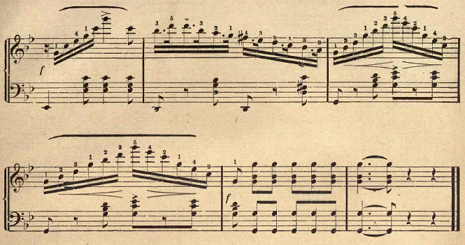 grand arpeggios in a piano composition